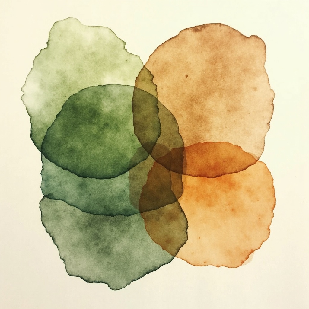 Abstrakte Aquarellmalerei, mehrere überlappende Farbkreise